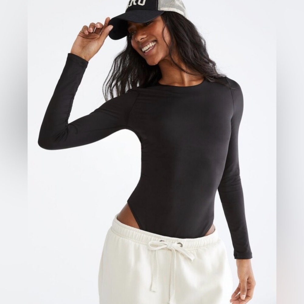 Abercrombie & Fitch Soft A&F Collection Black Long Sleeve Bodysuit